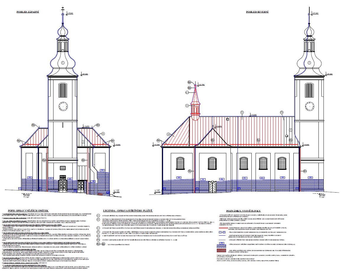 kostel sv. Jiří v Pomezí - oprava střechy a sanace vlhkosti